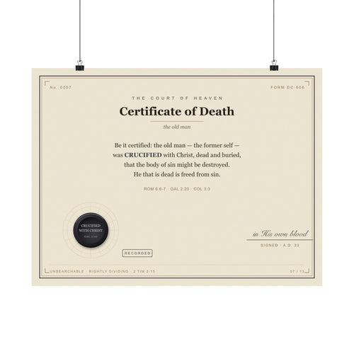 Death of the Old Man — Court of Heaven Poster (Gal 2:20)
