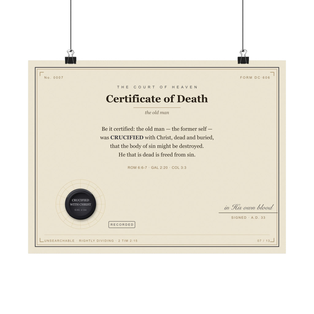 Death of the Old Man — Court of Heaven Poster (Gal 2:20)