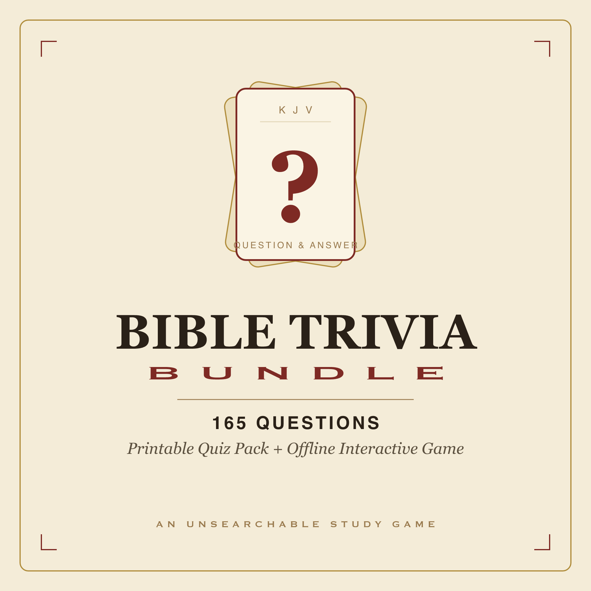 Bible Trivia Bundle — Printable Quiz Pack + Offline Interactive Game (165 Questions)